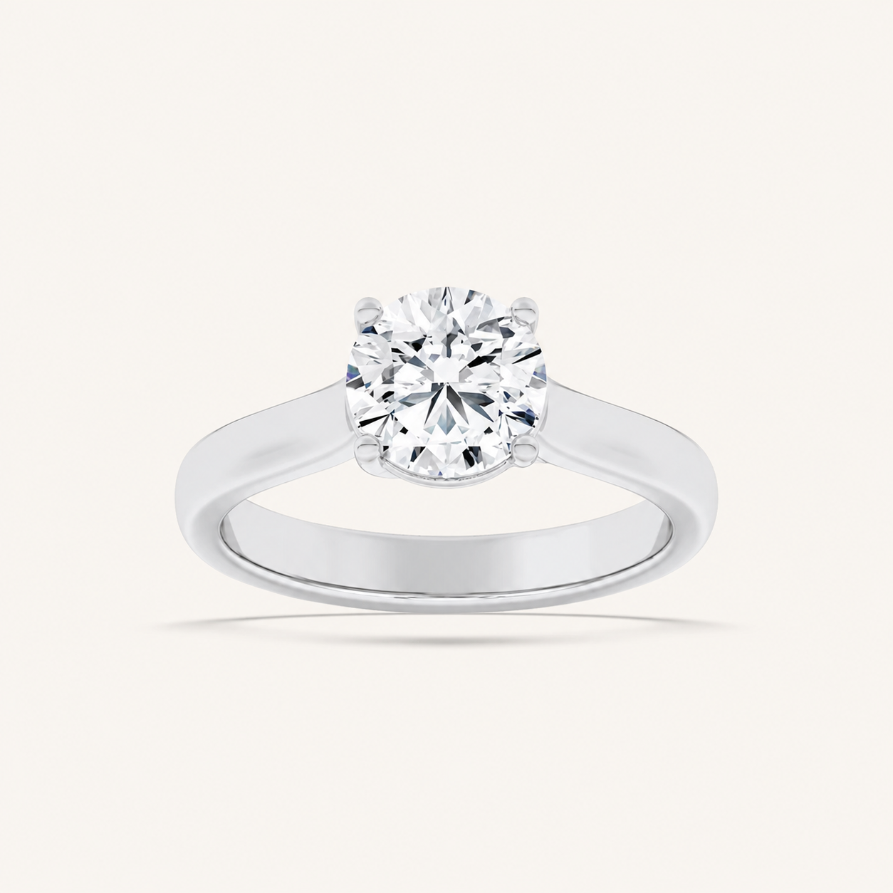 2.5CT Round Cut Lab Grown Diamond Plain Cathedral Trellis Shank Solitaire Engagement Ring