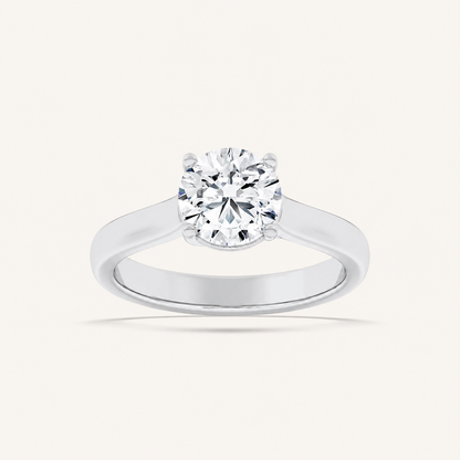2.5CT Round Cut Lab Grown Diamond Plain Cathedral Trellis Shank Solitaire Engagement Ring