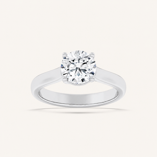 2.5CT Round Cut Lab Grown Diamond Plain Cathedral Trellis Shank Solitaire Engagement Ring