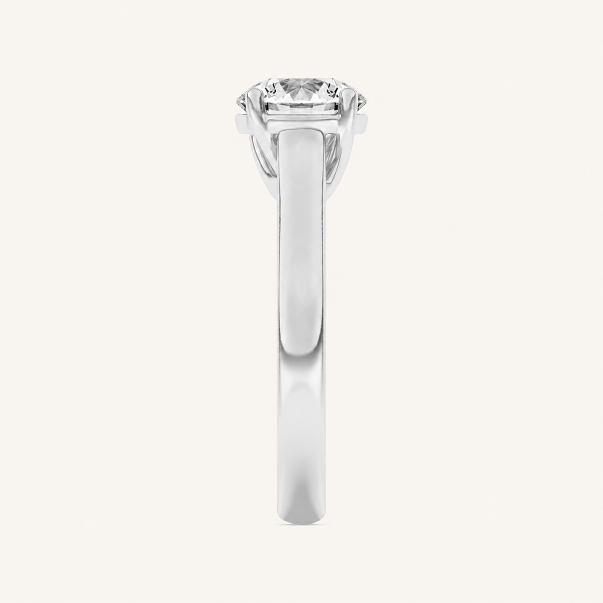 2.5CT Round Cut Lab Grown Diamond Plain Cathedral Trellis Shank Solitaire Engagement Ring