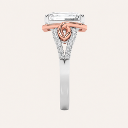 4.25CT Emerald Cut Lab Grown Diamond Bold Accented Side Stone Ring