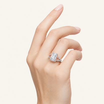 4.25CT Emerald Cut Lab Grown Diamond Bold Accented Side Stone Ring