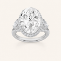 7.25CT Oval Cut Lab Grown Diamond Bold Accented Engagement Ring