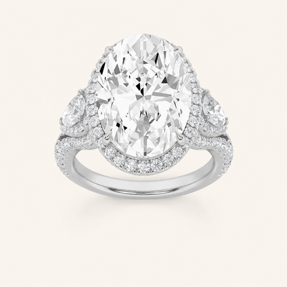 7.25CT Oval Cut Lab Grown Diamond Bold Accented Engagement Ring