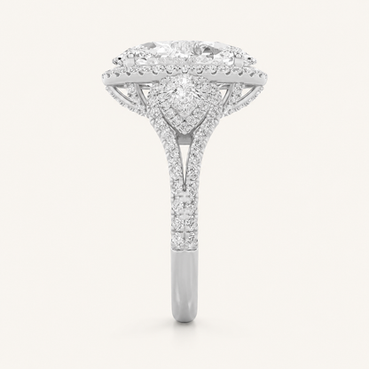 7.25CT Oval Cut Lab Grown Diamond Bold Accented Engagement Ring