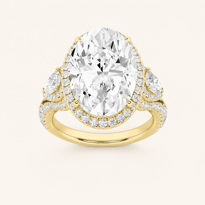 7.25CT Oval Cut Lab Grown Diamond Bold Accented Engagement Ring