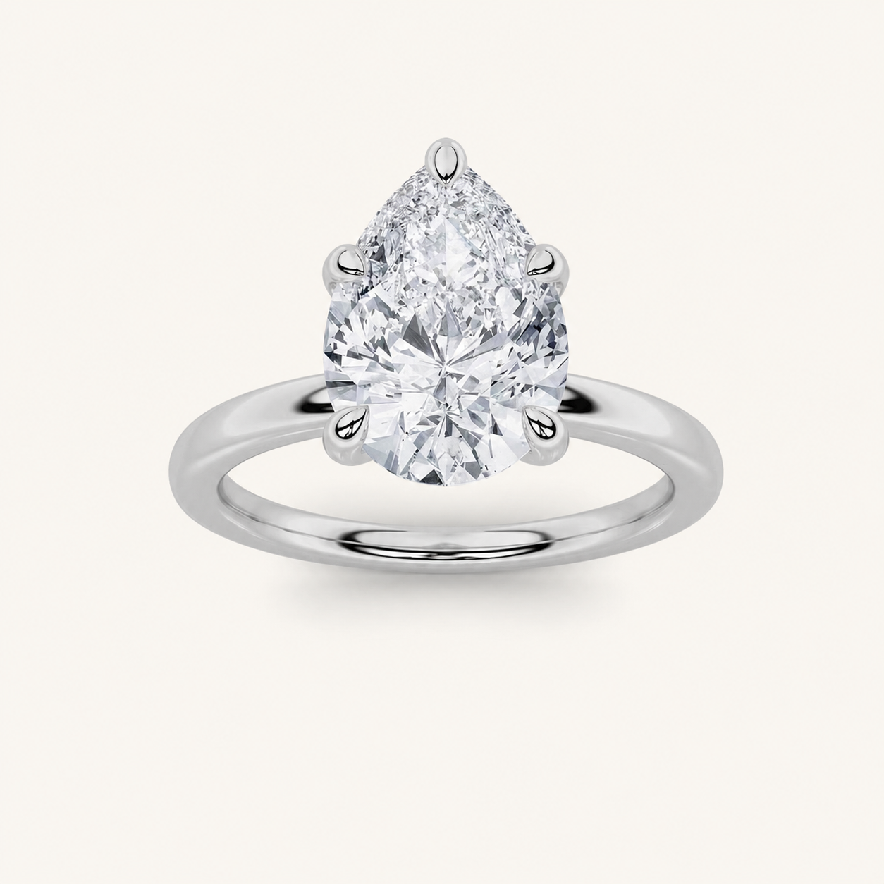 1.5CT Pear Cut Lab Grown Diamond Solitaire Ring