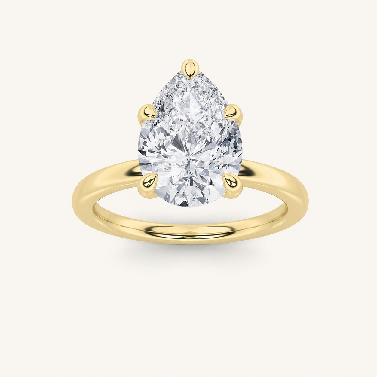 1.5CT Pear Cut Lab Grown Diamond Solitaire Ring