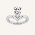 1.5CT Pear Cut Lab Grown Diamond Chevron Solitaire Engagement Ring
