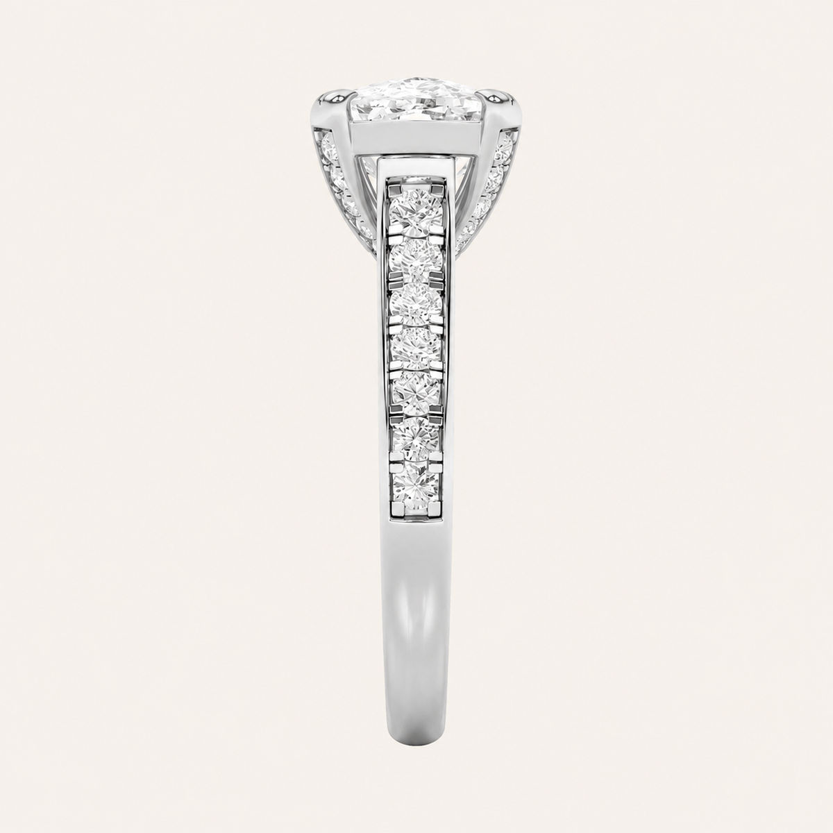 4.5CT Elongated Cushion Cut Lab Grown Diamond Bold Accented East West Ring