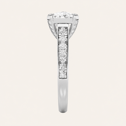 4.5CT Elongated Cushion Cut Lab Grown Diamond Bold Accented East West Ring