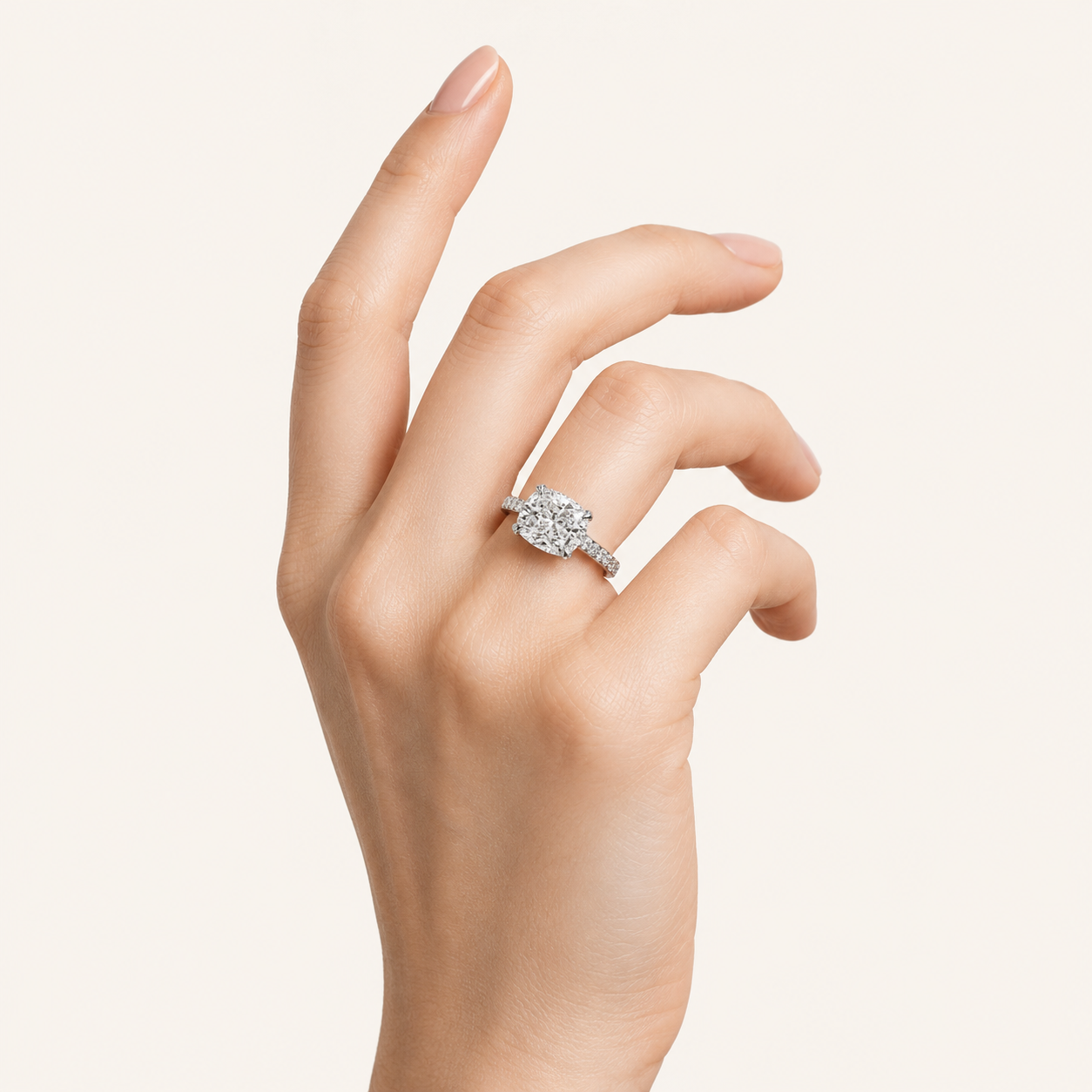 4.5CT Elongated Cushion Cut Lab Grown Diamond Bold Accented East West Ring