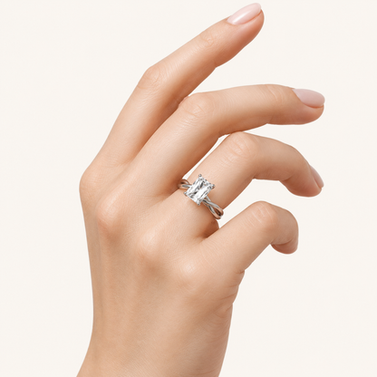 2CT Radiant Cut Lab Grown Diamond Solitaire Engagement Ring