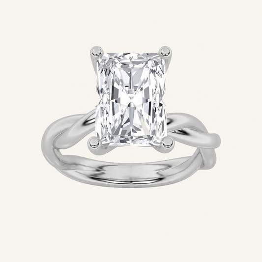2CT Radiant Cut Lab Grown Diamond Solitaire Engagement Ring