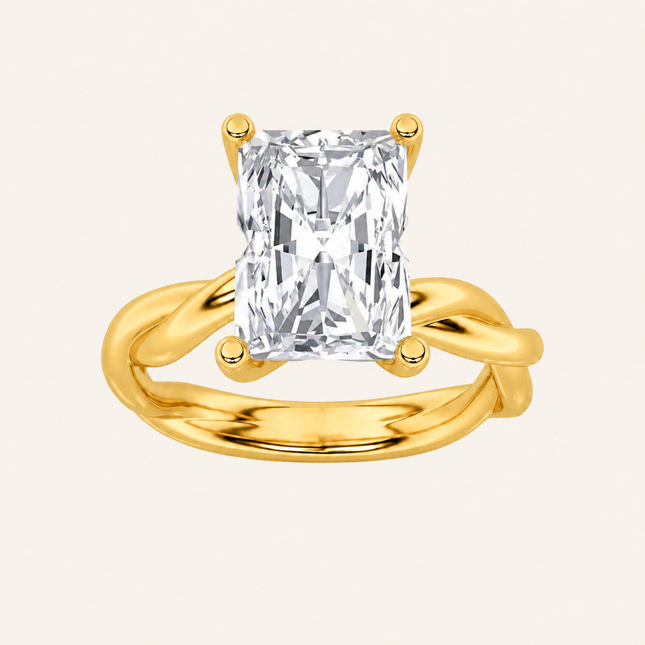 2CT Radiant Cut Lab Grown Diamond Solitaire Engagement Ring