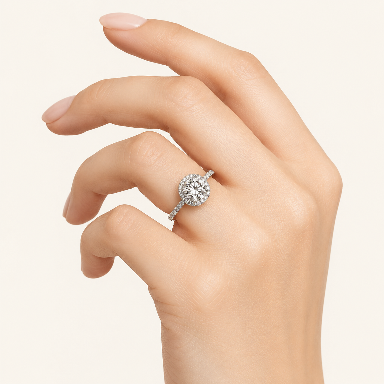 5CT Round Cut Lab Grown Diamond Halo Engagement Ring