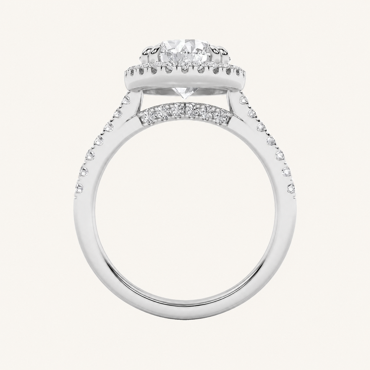 5CT Round Cut Lab Grown Diamond Halo Engagement Ring