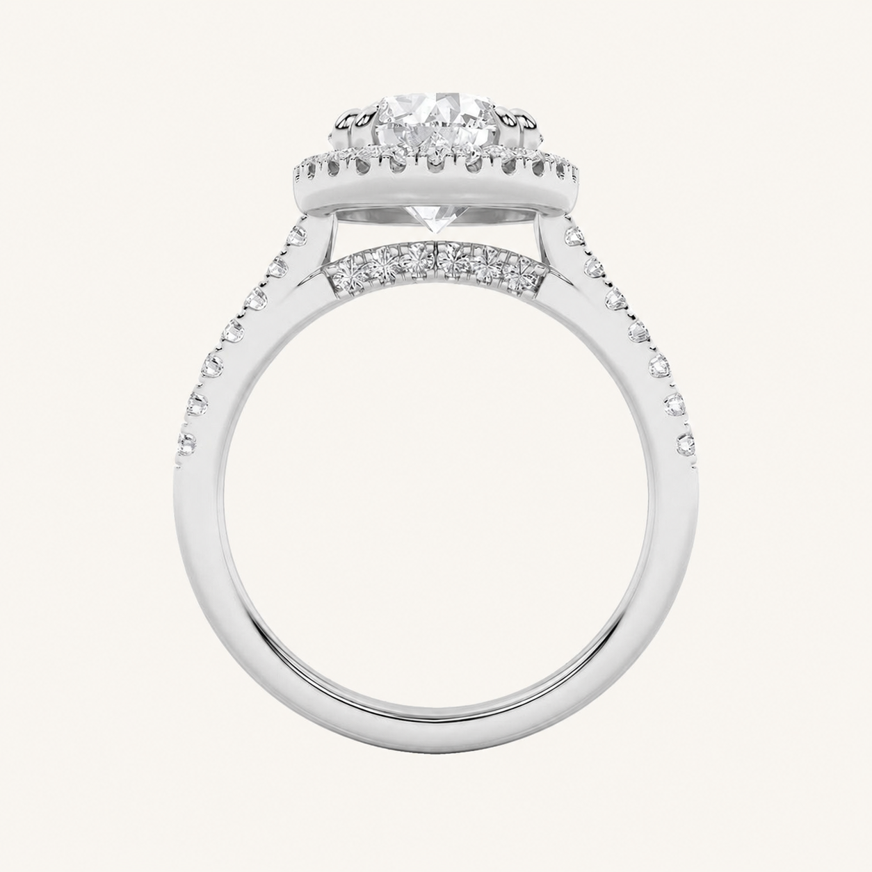 5CT Round Cut Lab Grown Diamond Halo Engagement Ring