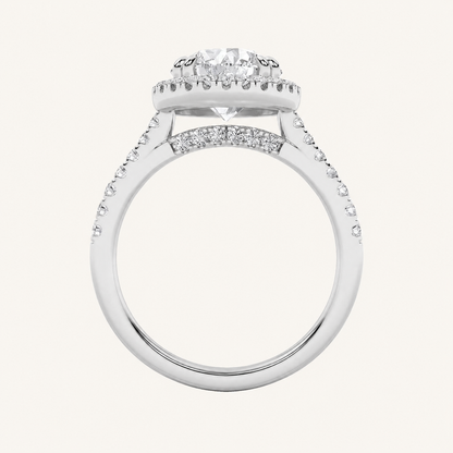 5CT Round Cut Lab Grown Diamond Halo Engagement Ring