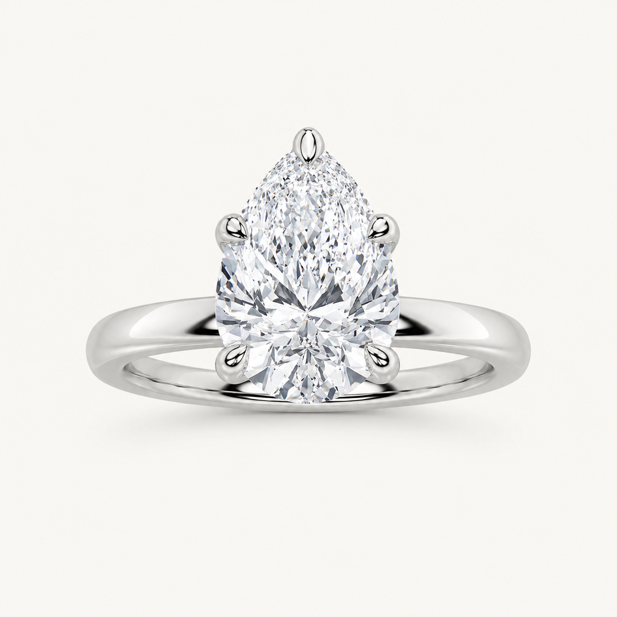 1CT Pear Cut Lab Grown Diamond Solitaire Ring