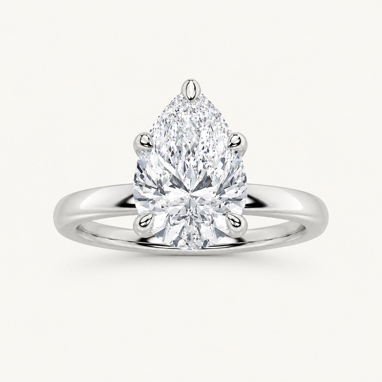 1CT Pear Cut Lab Grown Diamond Solitaire Ring