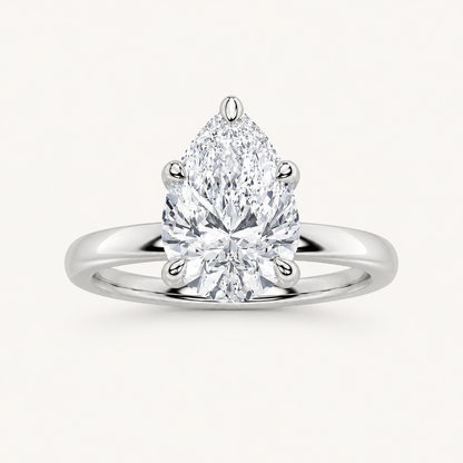1CT Pear Cut Lab Grown Diamond Solitaire Ring