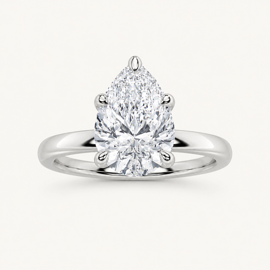 1CT Pear Cut Lab Grown Diamond Solitaire Ring
