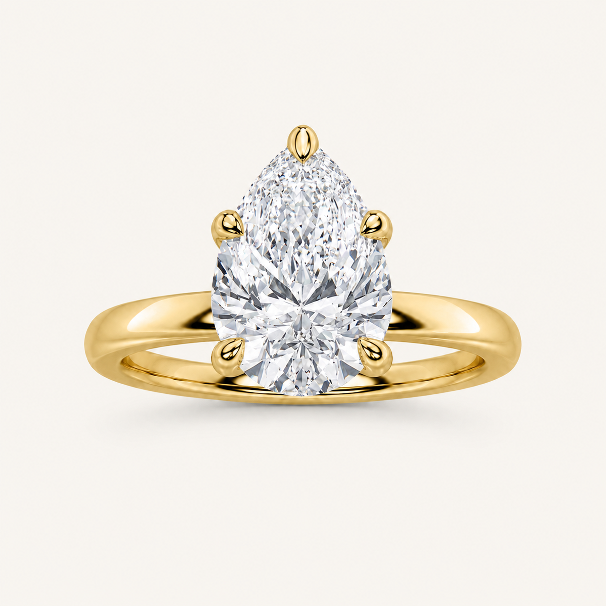 1CT Pear Cut Lab Grown Diamond Solitaire Ring