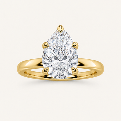 1CT Pear Cut Lab Grown Diamond Solitaire Ring