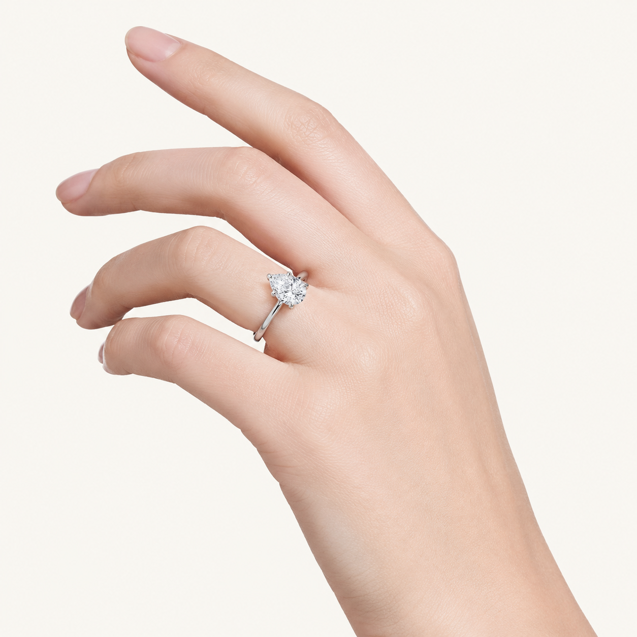 1CT Pear Cut Lab Grown Diamond Solitaire Ring