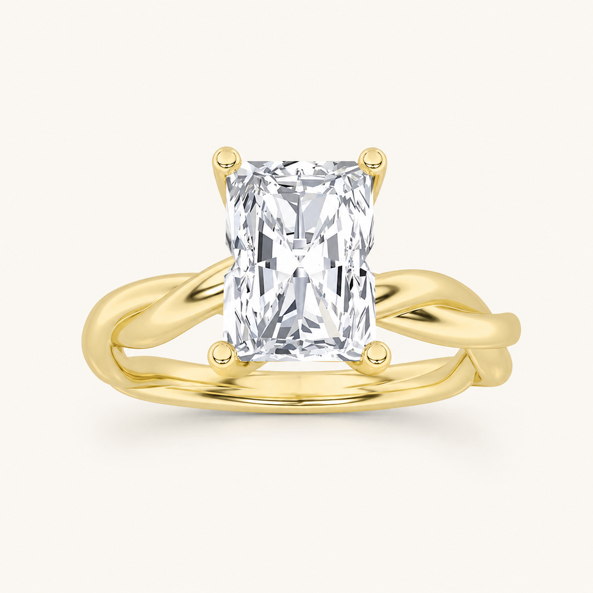1CT Radiant Cut Lab Grown Diamond Solitaire Engagement Ring