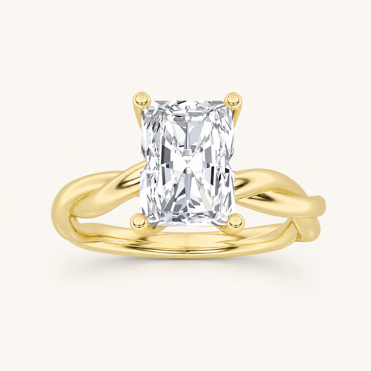 1CT Radiant Cut Lab Grown Diamond Solitaire Engagement Ring