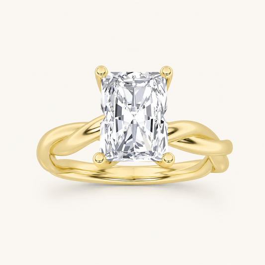 1CT Radiant Cut Lab Grown Diamond Solitaire Engagement Ring