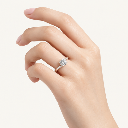 1CT Round Cut Lab Grown Diamond Engagement Ring