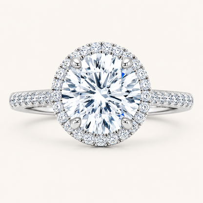 3CT Round Cut Lab Grown Diamond Halo Engagement Ring