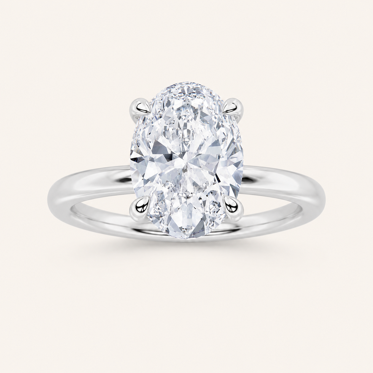 5CT Oval Cut Lab Grown Diamond Solitaire Ring