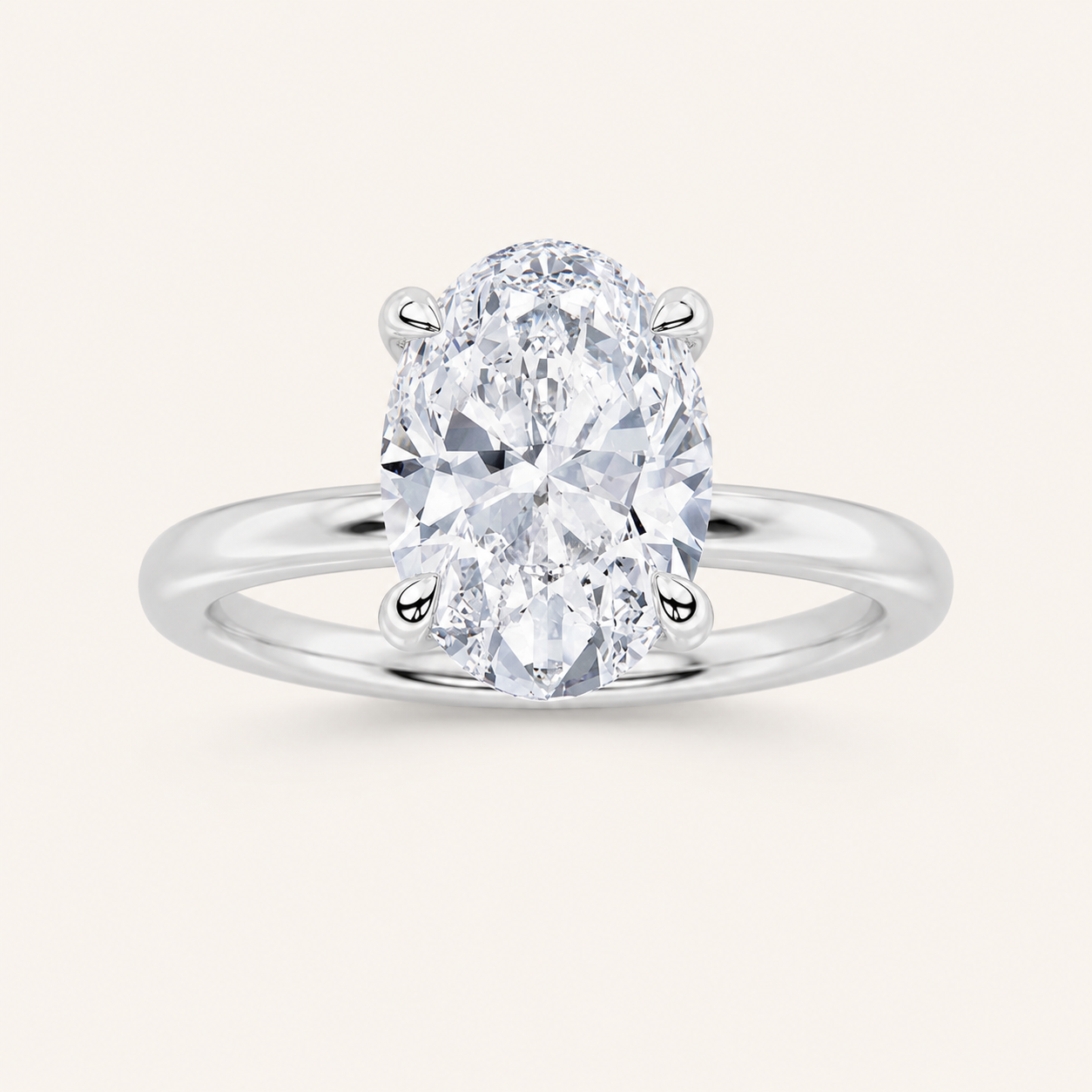 5CT Oval Cut Lab Grown Diamond Solitaire Ring