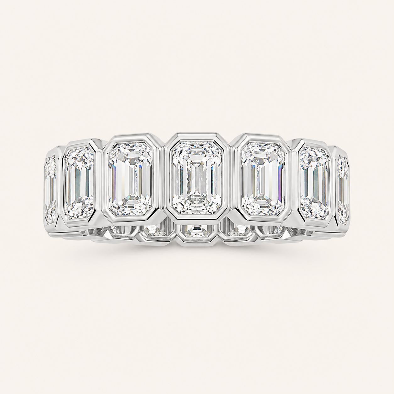 4CT Emerald Cut Lab Grown Diamond Eternity Ring