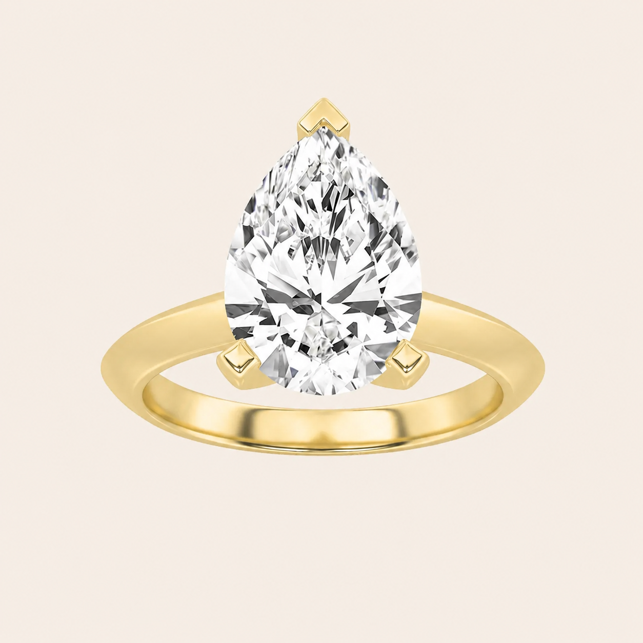 2CT Pear Cut Lab Grown Diamond Knife Edge Shank Solitaire Engagement Ring