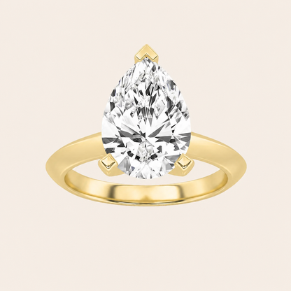 2CT Pear Cut Lab Grown Diamond Knife Edge Shank Solitaire Engagement Ring