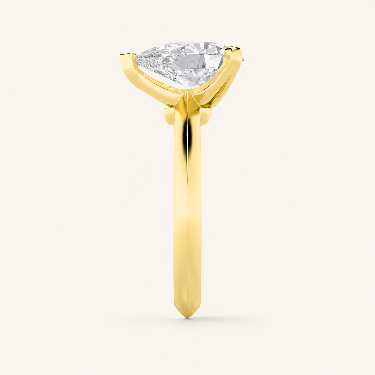 2CT Pear Cut Lab Grown Diamond Knife Edge Shank Solitaire Engagement Ring