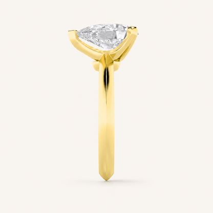 2CT Pear Cut Lab Grown Diamond Knife Edge Shank Solitaire Engagement Ring