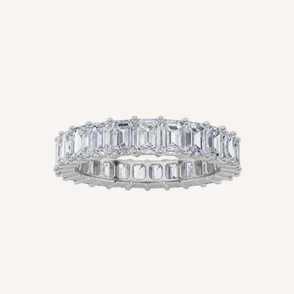 4.75CT Emerald Cut Lab Grown Diamond Split Prong Eternity Ring
