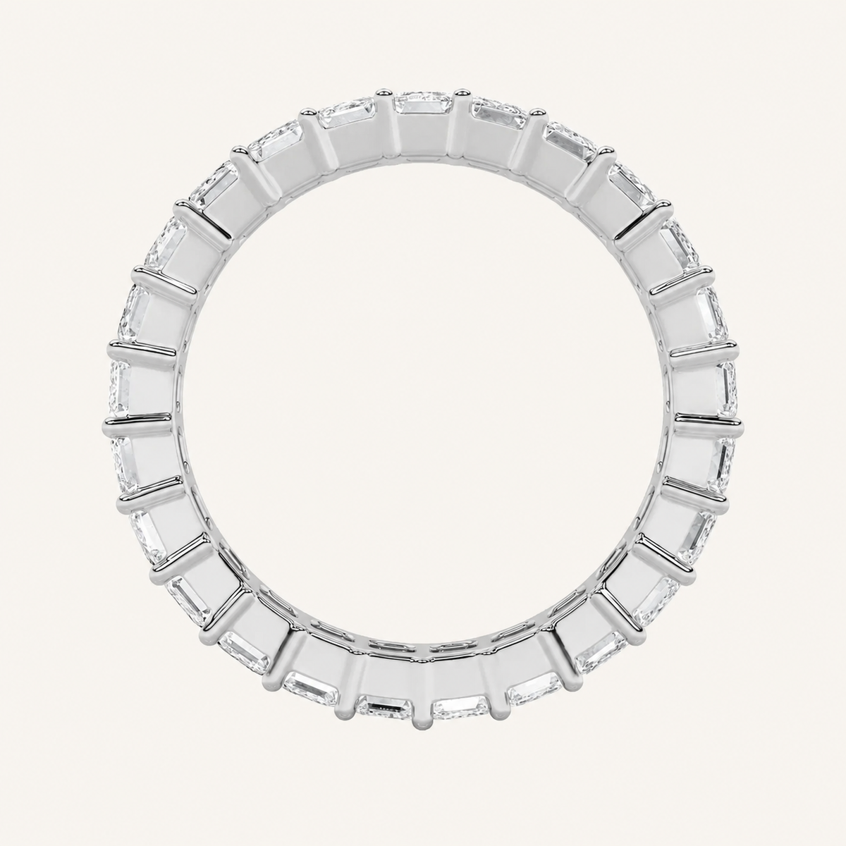 4.75CT Emerald Cut Lab Grown Diamond Split Prong Eternity Ring