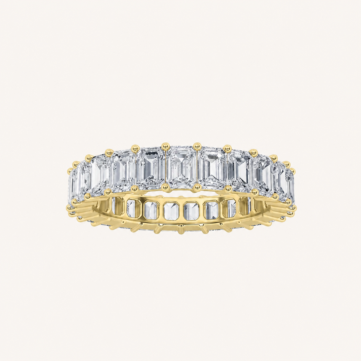 4.75CT Emerald Cut Lab Grown Diamond Split Prong Eternity Ring
