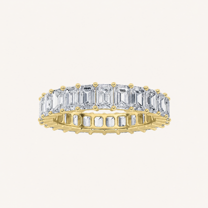 4.75CT Emerald Cut Lab Grown Diamond Split Prong Eternity Ring