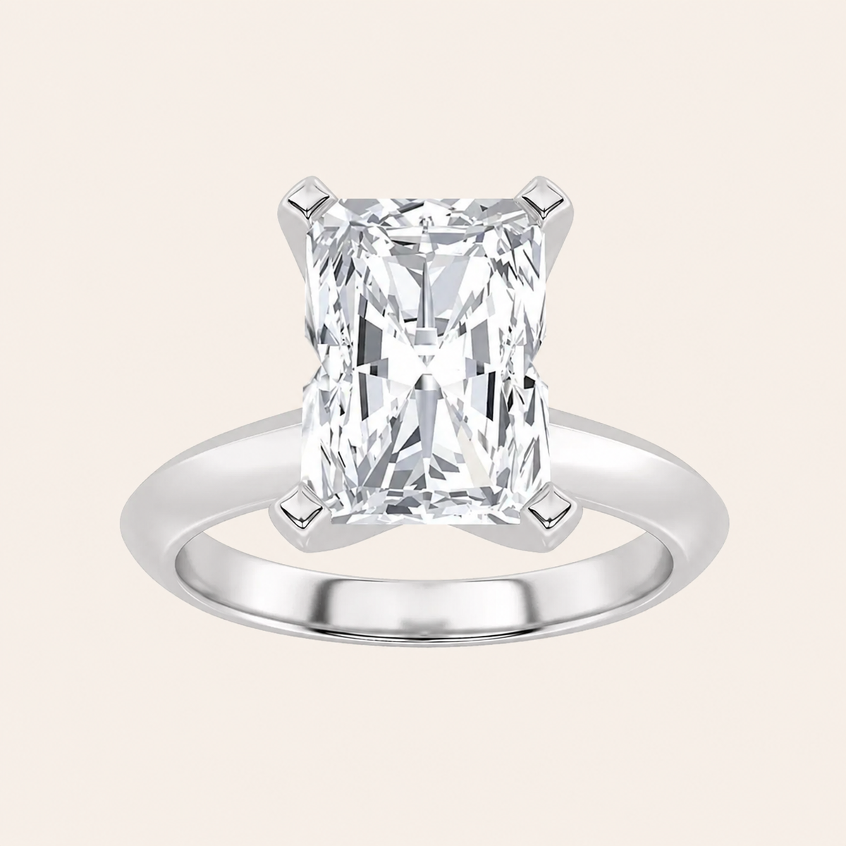 1CT Radiant Cut Lab Grown Diamond Knife Edge Shank Solitaire Engagement Ring