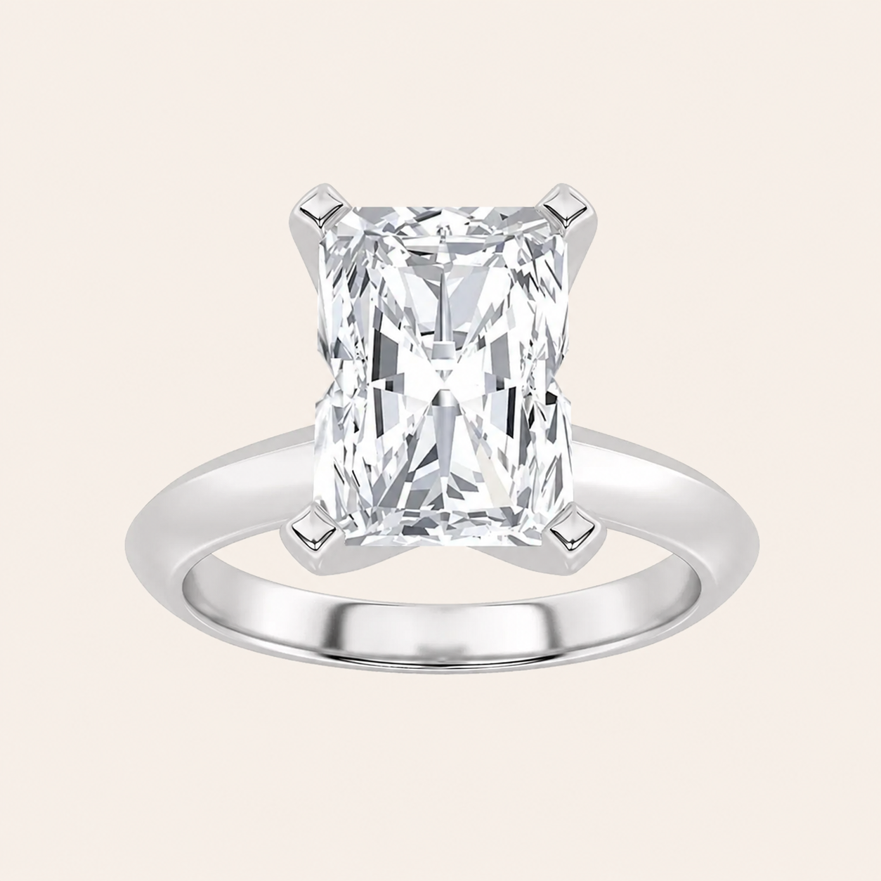 1CT Radiant Cut Lab Grown Diamond Knife Edge Shank Solitaire Engagement Ring