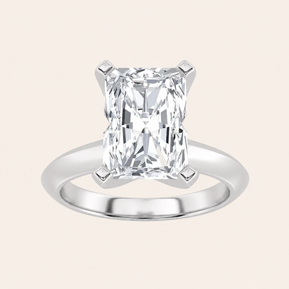 1CT Radiant Cut Lab Grown Diamond Knife Edge Shank Solitaire Engagement Ring