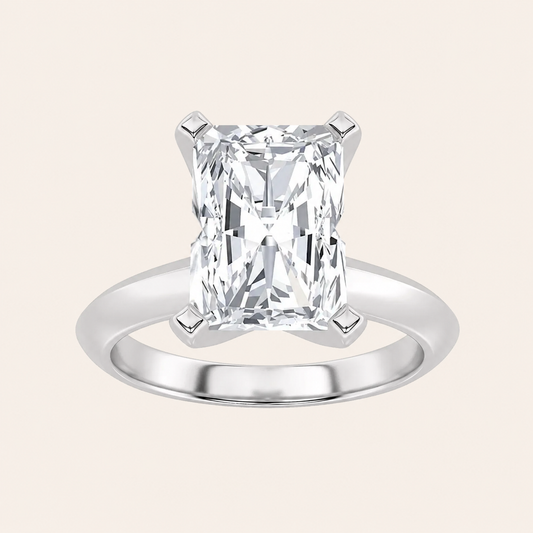 1CT Radiant Cut Lab Grown Diamond Knife Edge Shank Solitaire Engagement Ring